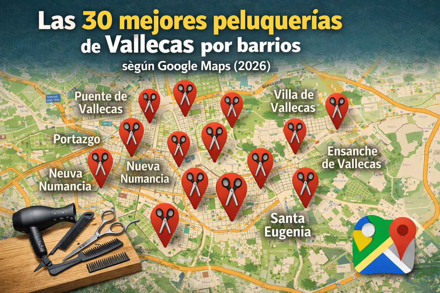 Las 30 mejores peluquerías de Vallecas por barrios según Google Maps (2026)