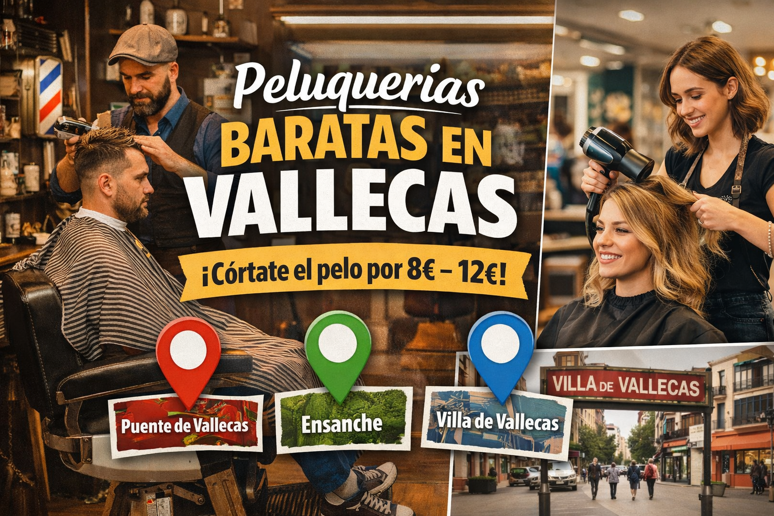 Peluquerías baratas en Vallecas: dónde cortarte el pelo por menos de 12 € en el barrio